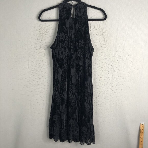 Vintage Lily Dress Womens Large Black Velvet Burnout Whimsigoth Halter Fairy - Picture 4 of 16